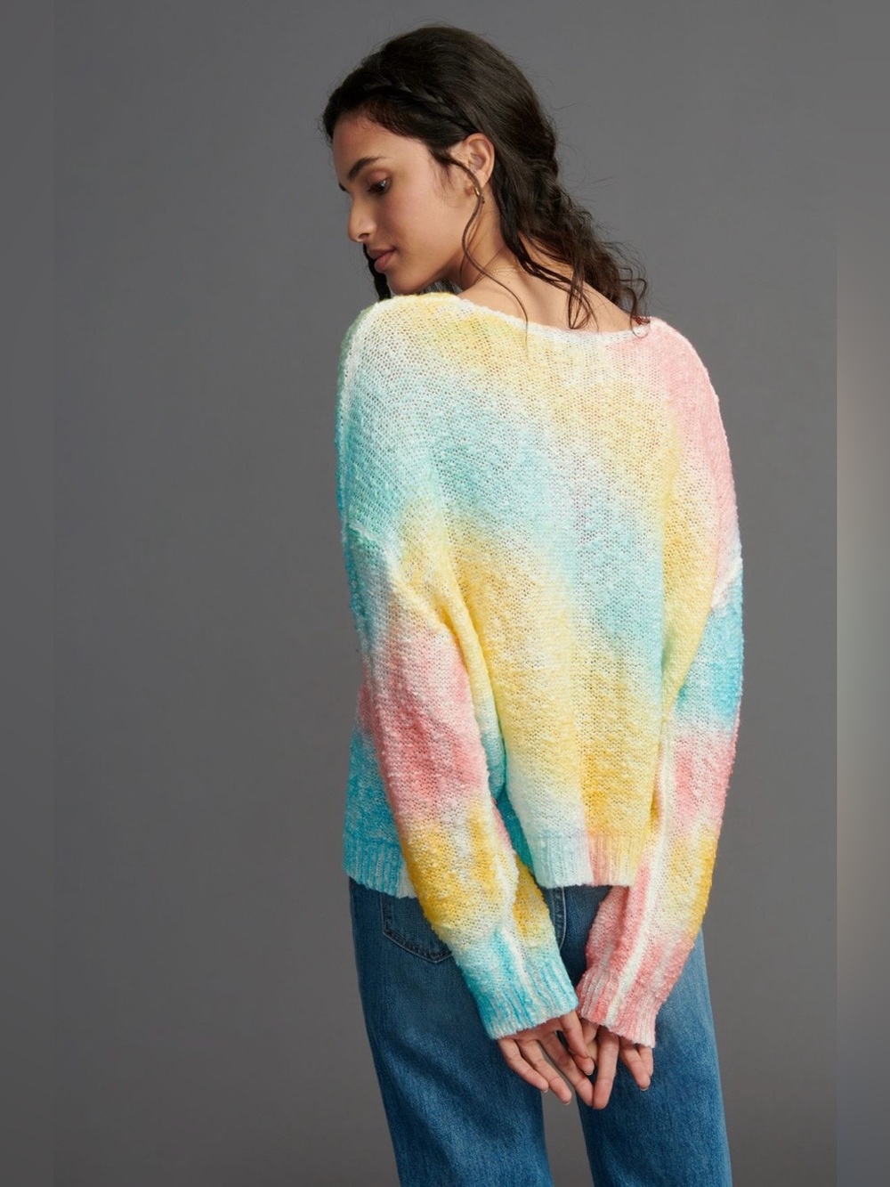 Anthropologie Pinch Rainbow Tie-Dye Cardigan in Cotton Candy - Picture 4 of 8